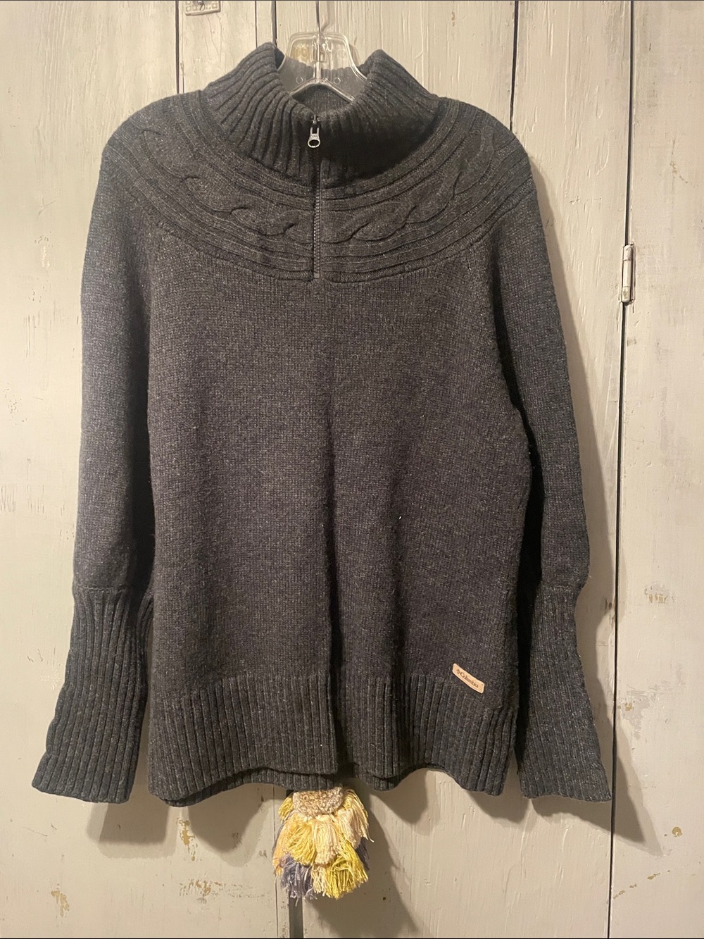 Columbia Sportswear Women's Charcoal Half-Zip Cable Yoke Turtleneck Sweater
